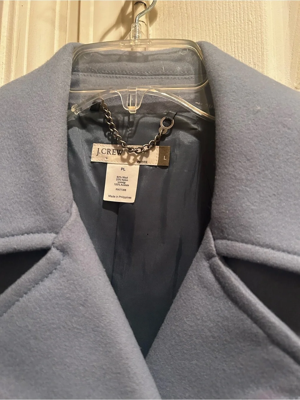 J. Crew Light Blue Double-Breasted Wool Pea Coat(Vintage) purchased in 2007. Ver - Picture 6 of 6